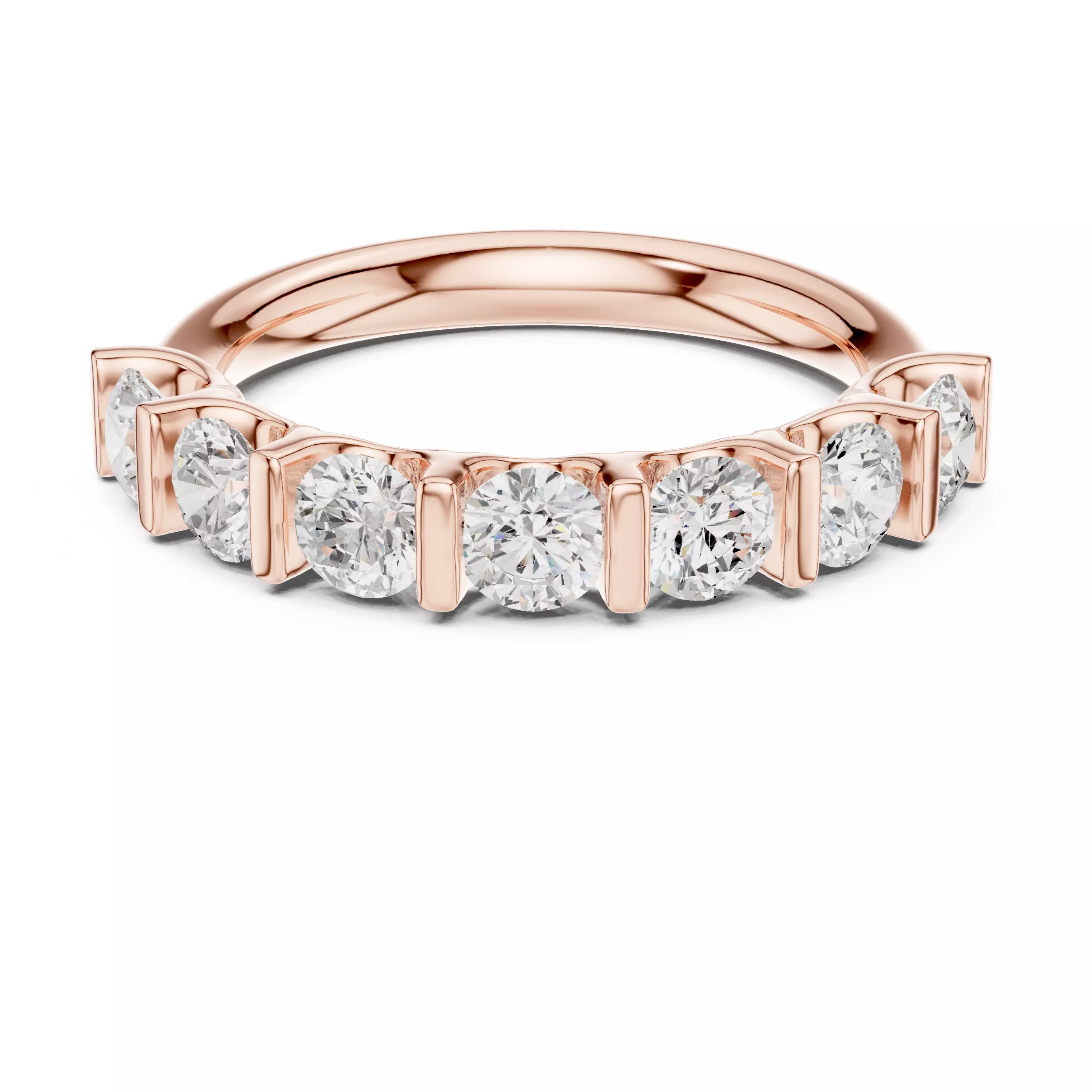 Bar Set Round Diamond Engagement Wedding Ring 3DM STL Video 3D print model