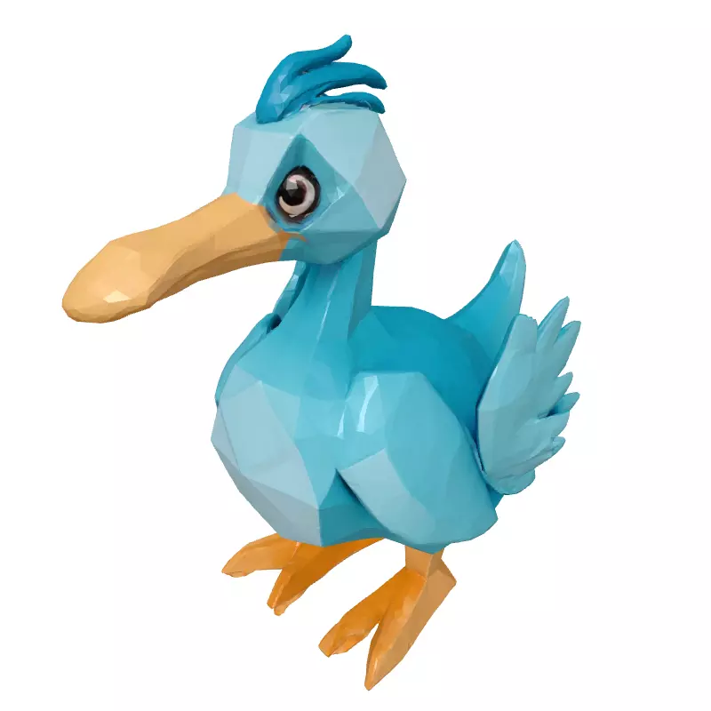 Low Poly Cartoon Duck Low-poly 3D model_2