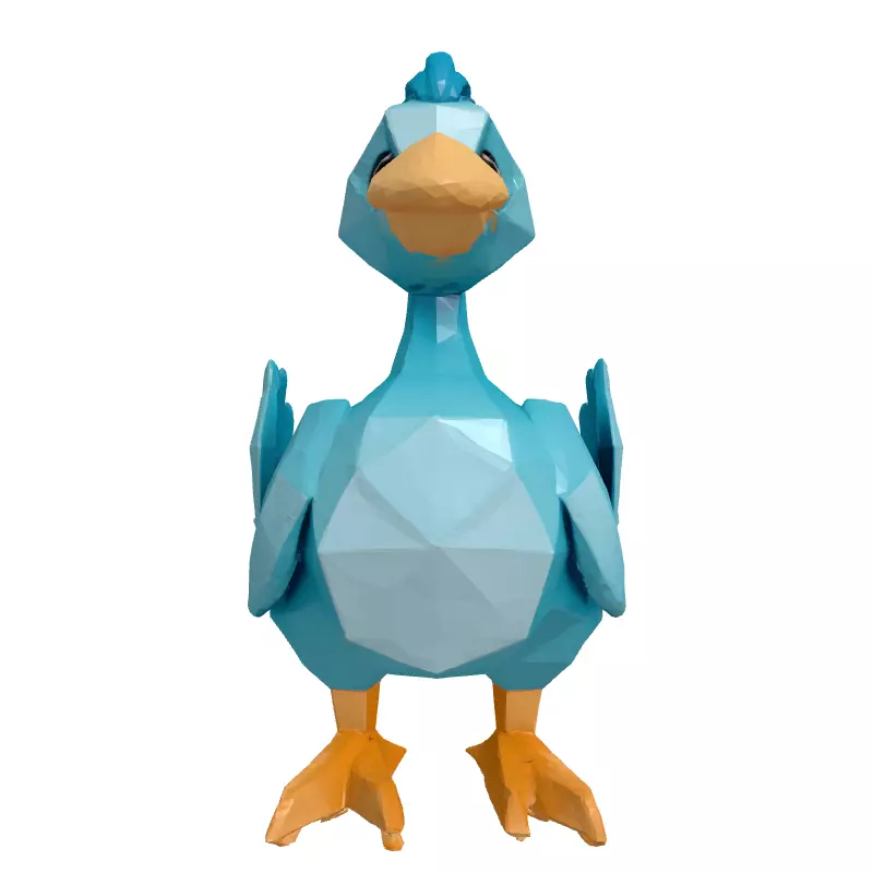 Low Poly Cartoon Duck Low-poly 3D model_4