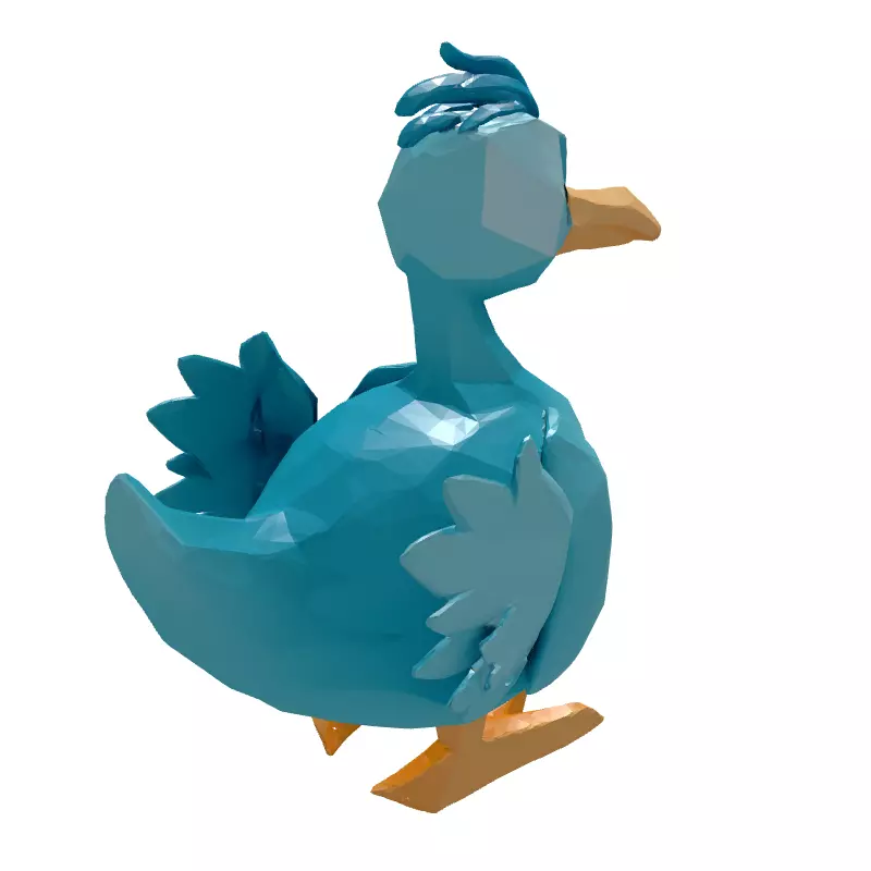 Low Poly Cartoon Duck Low-poly 3D model_6