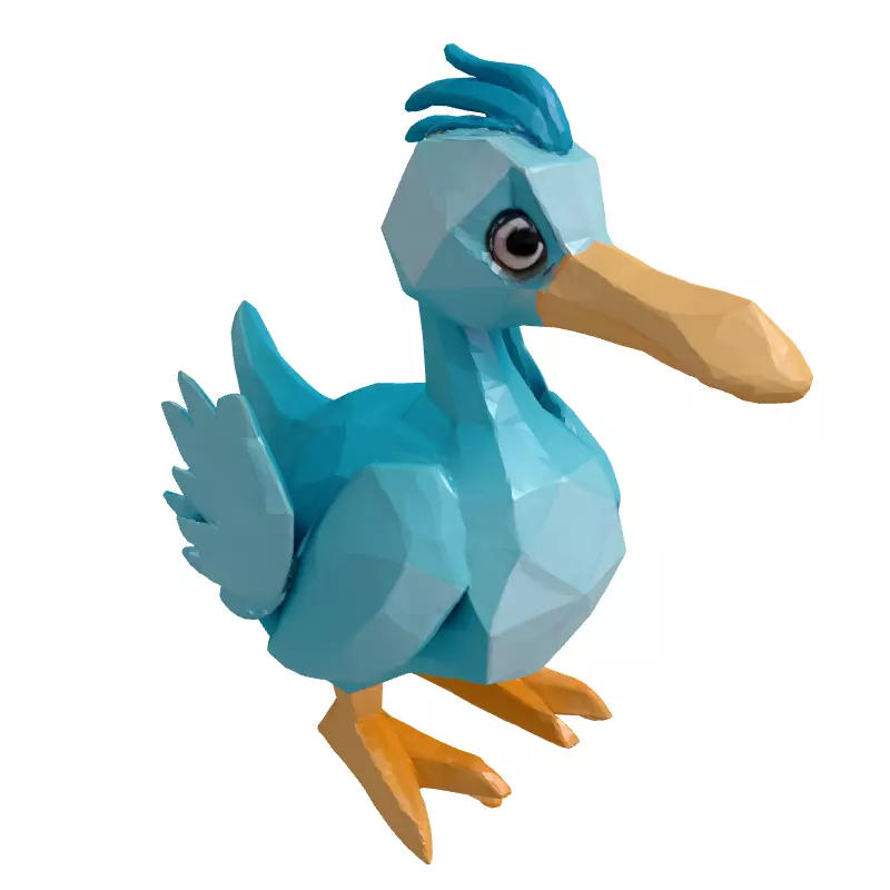 Low Poly Cartoon Duck Low-poly 3D model_3