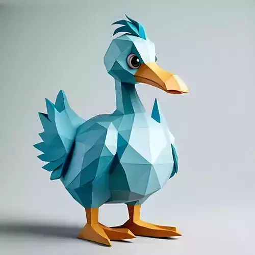 Low Poly Cartoon Duck Low-poly 3D model