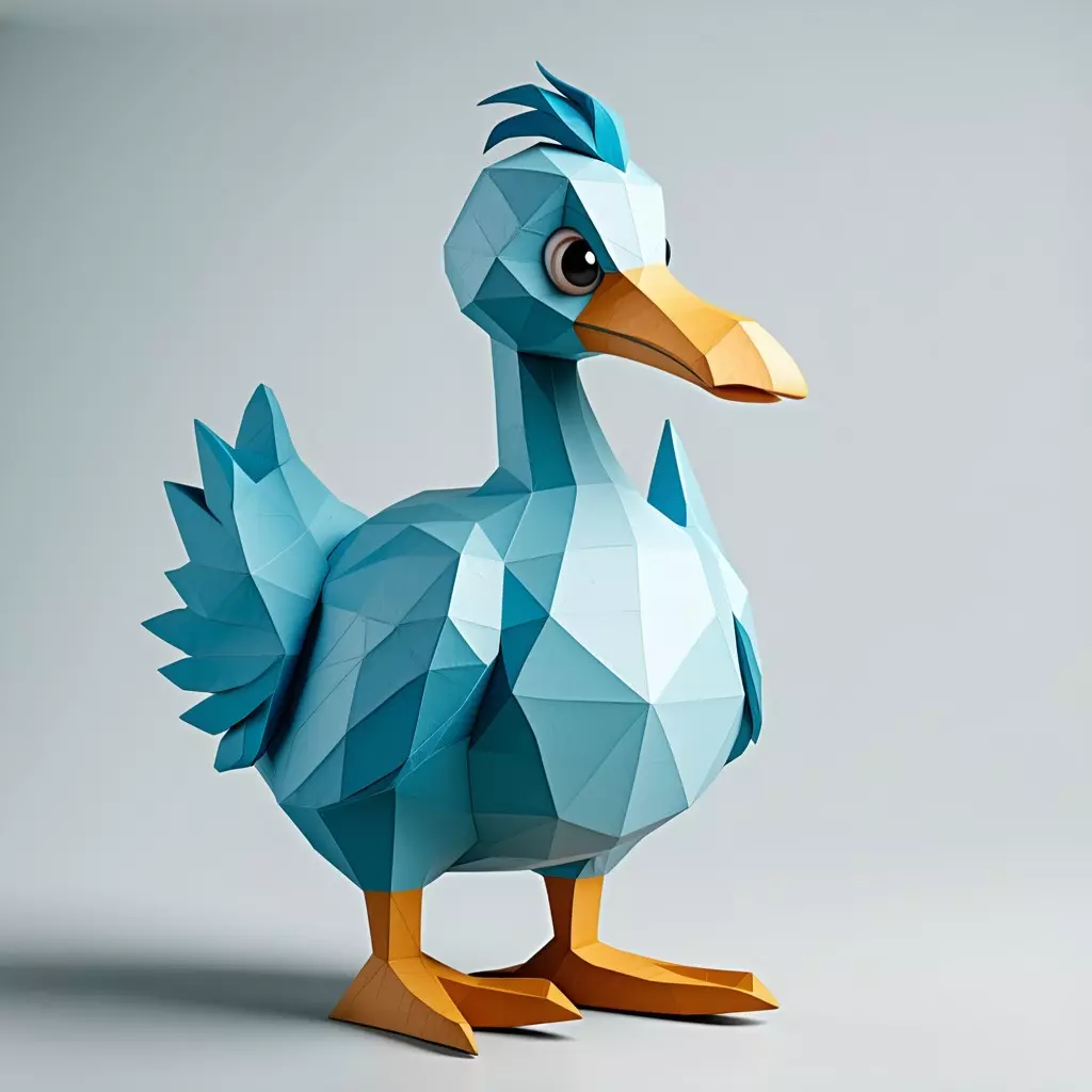 Low Poly Cartoon Duck Low-poly 3D model_0