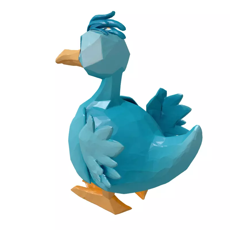 Low Poly Cartoon Duck Low-poly 3D model_5