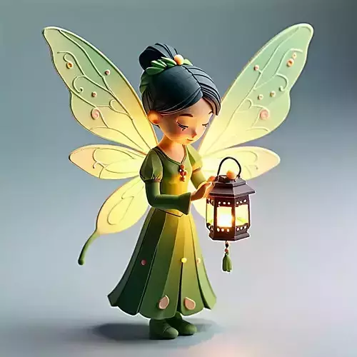 3D Fairy with Lantern Game Asset Low-poly 3D model