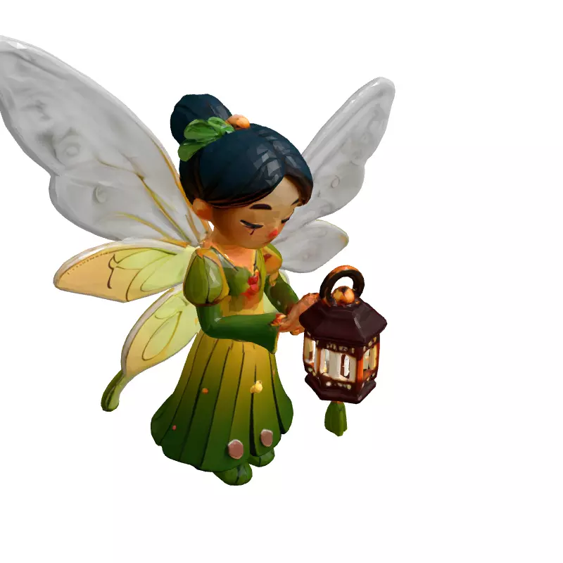 3D Fairy with Lantern Game Asset Low-poly 3D model_3