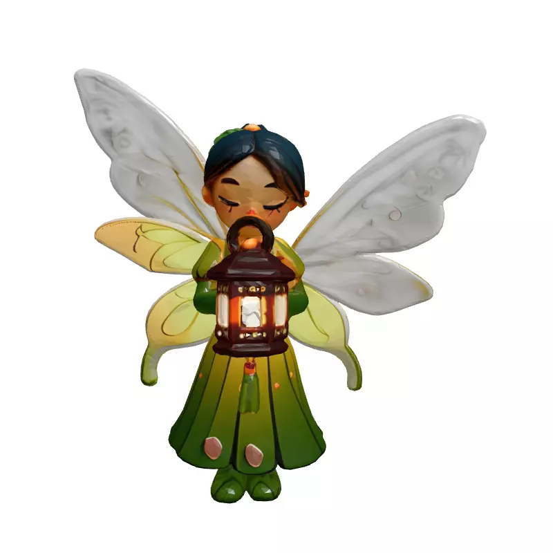 3D Fairy with Lantern Game Asset Low-poly 3D model_4