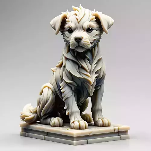 Stylized Puppy Sculpture 3D Model Low-poly 3D model