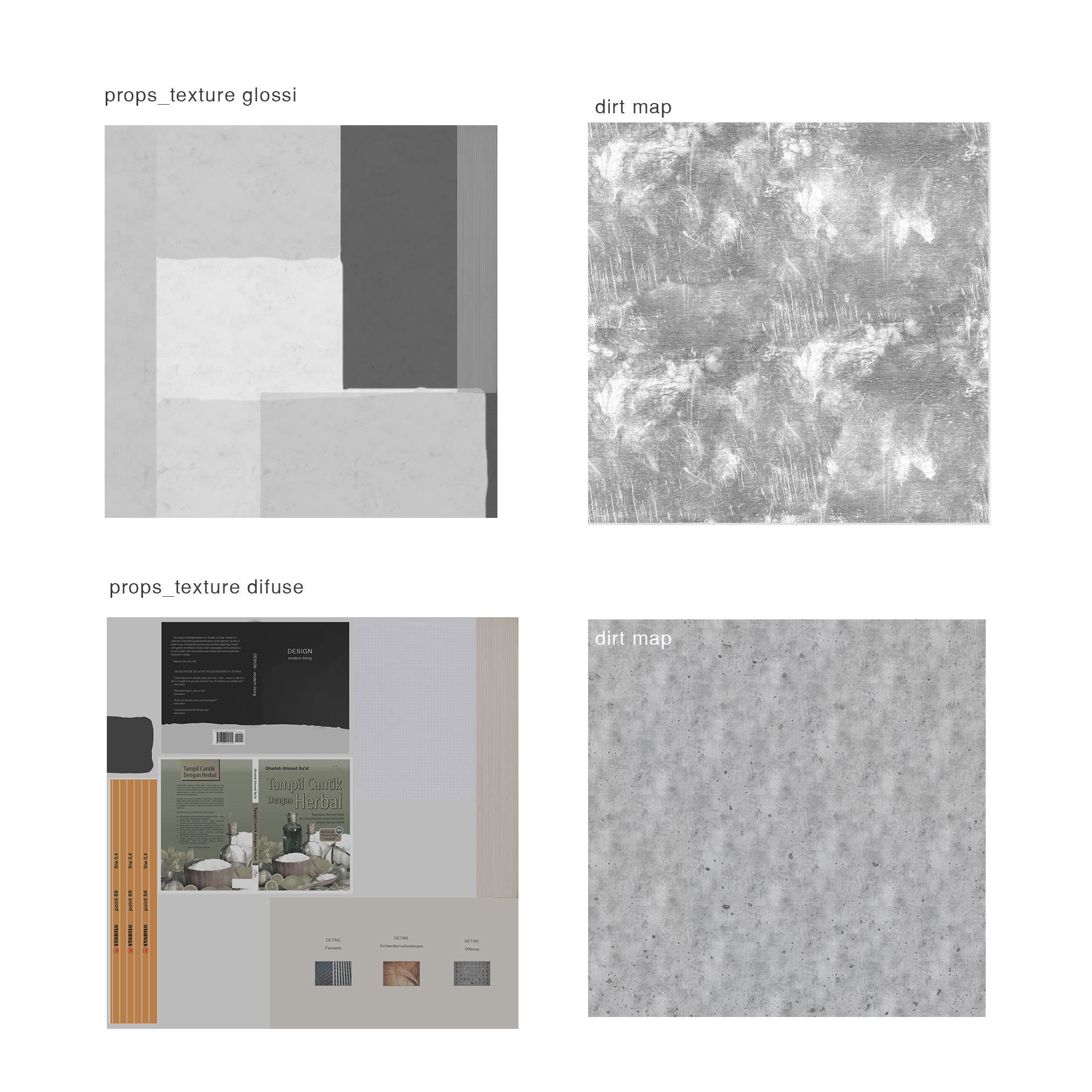 Work Desk Scandinavian Brown 3D model_9