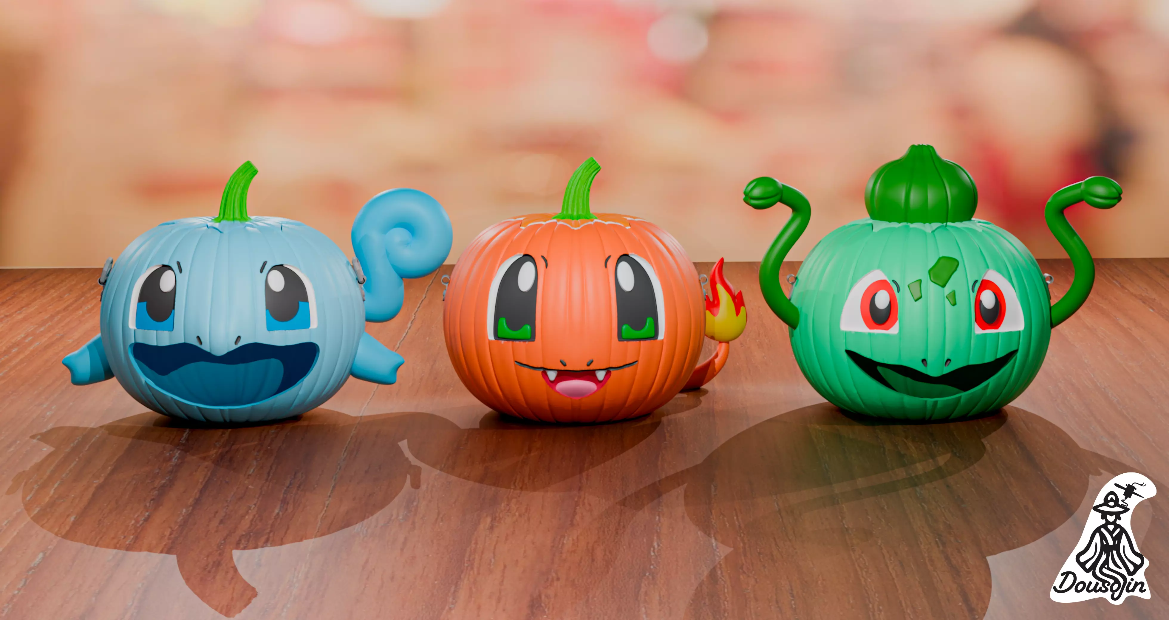 Pumpkemon Trio Free 3D print model