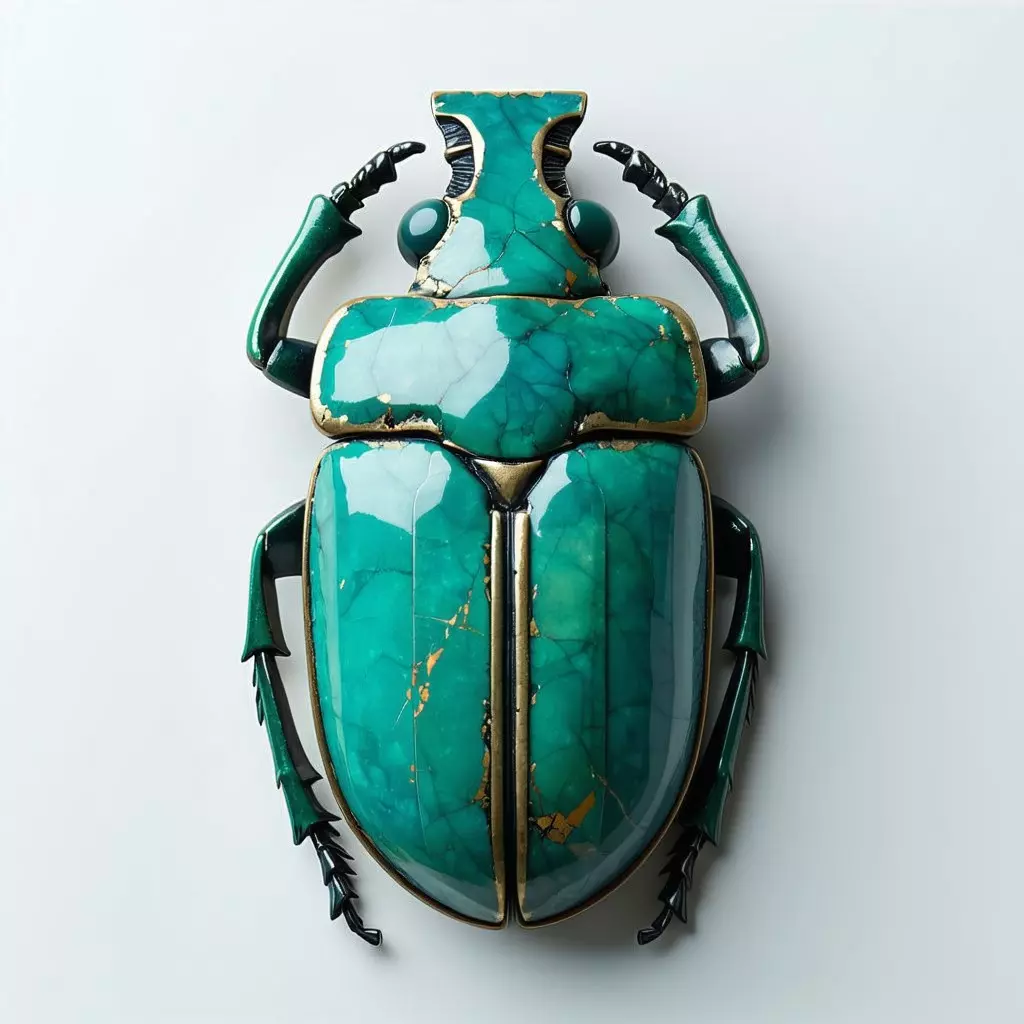 Realistic Turquoise Scarab Beetle 3D Model Low-poly 3D model_0