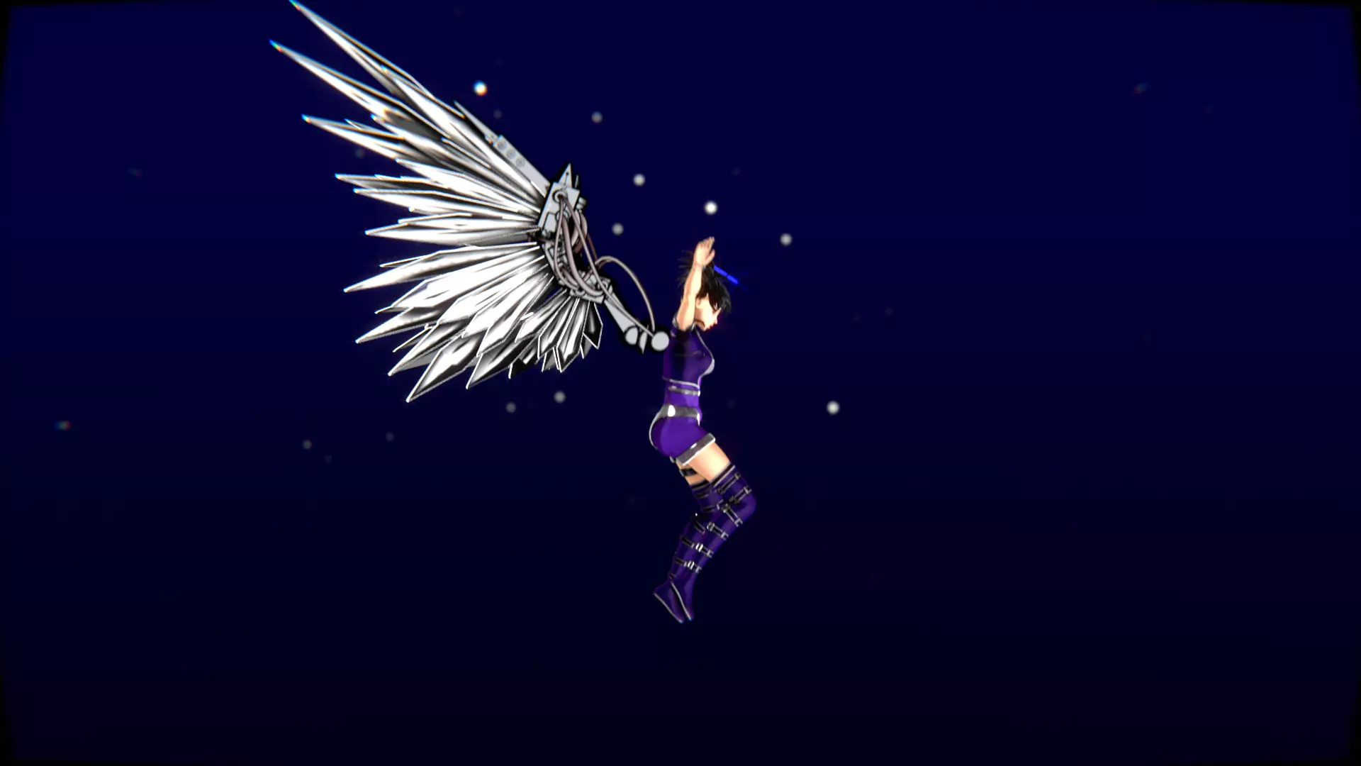 Cyberpunk Angel Flying Animation Low-poly 3D model_34