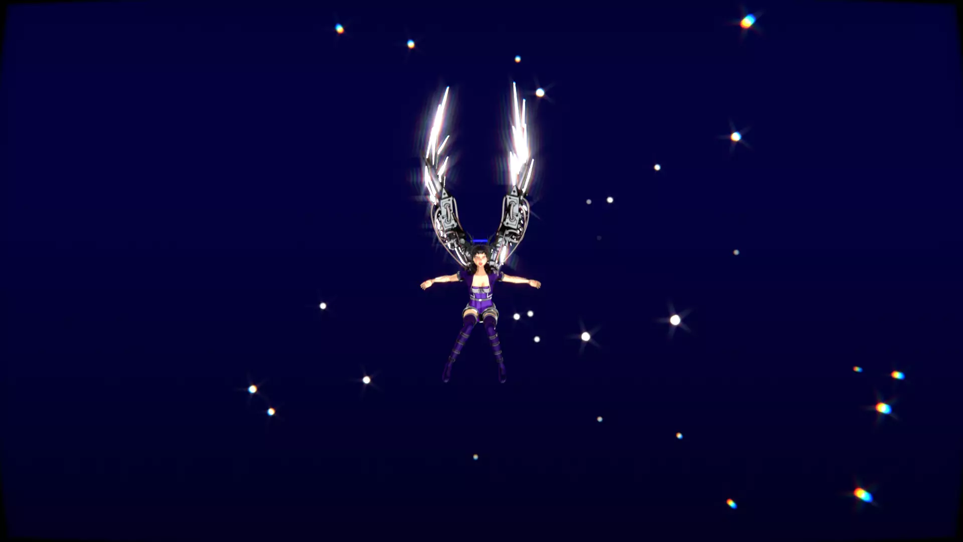 Cyberpunk Angel Flying Animation Low-poly 3D model_18