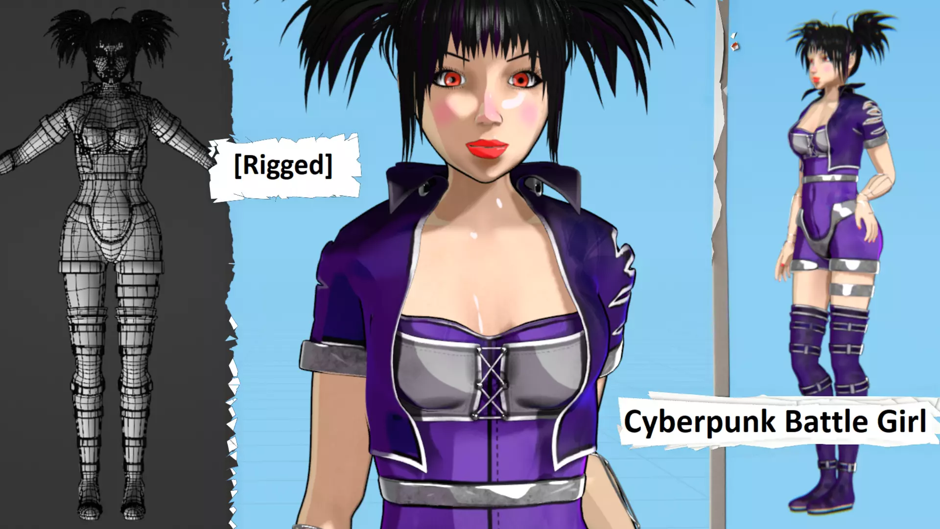 Cyberpunk Angel Flying Animation Low-poly 3D model_2