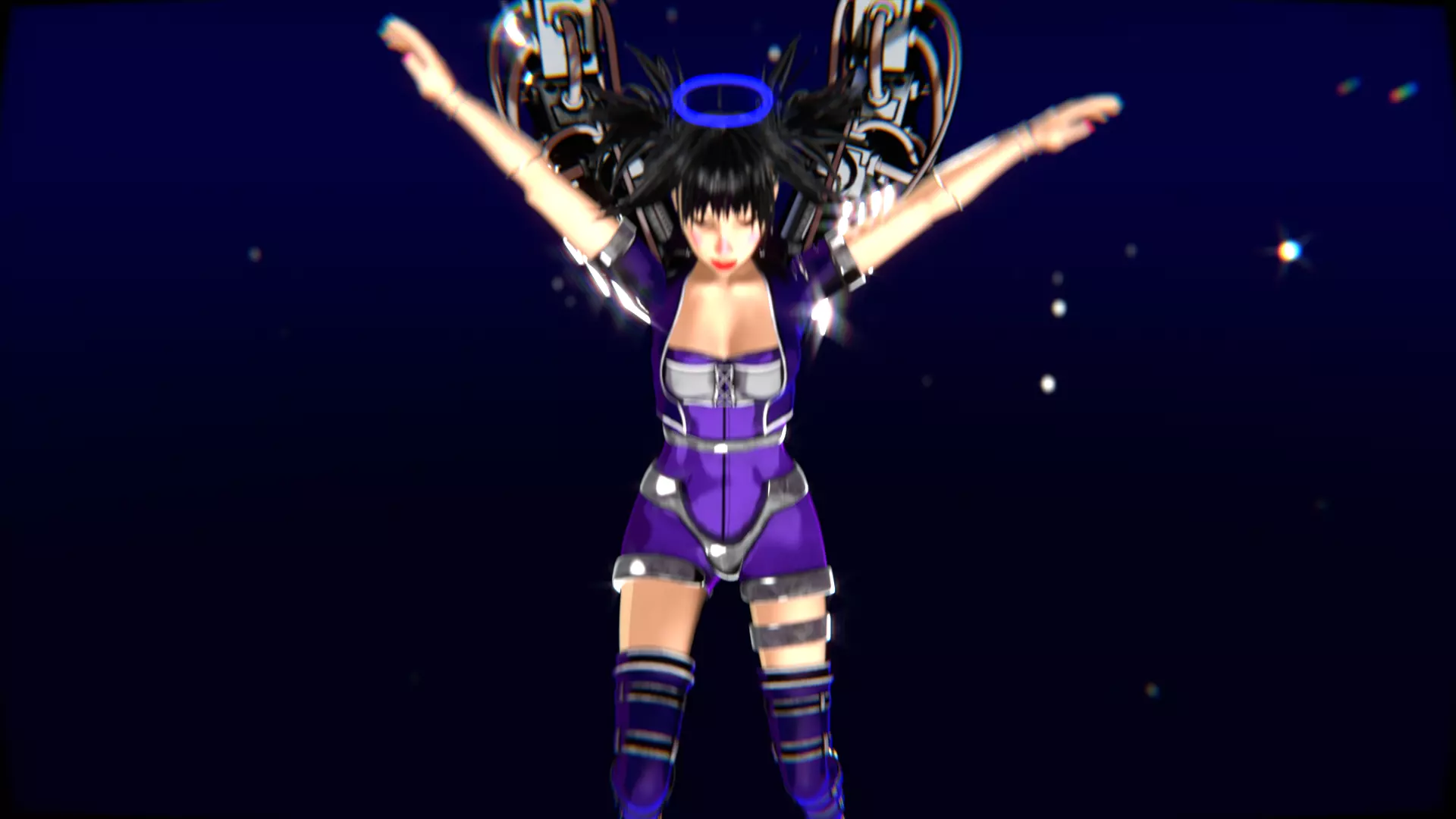 Cyberpunk Angel Flying Animation Low-poly 3D model_24