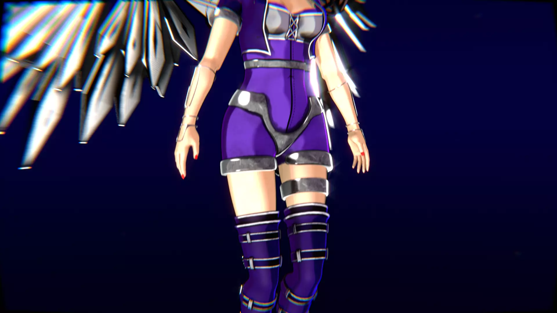 Cyberpunk Angel Flying Animation Low-poly 3D model_38