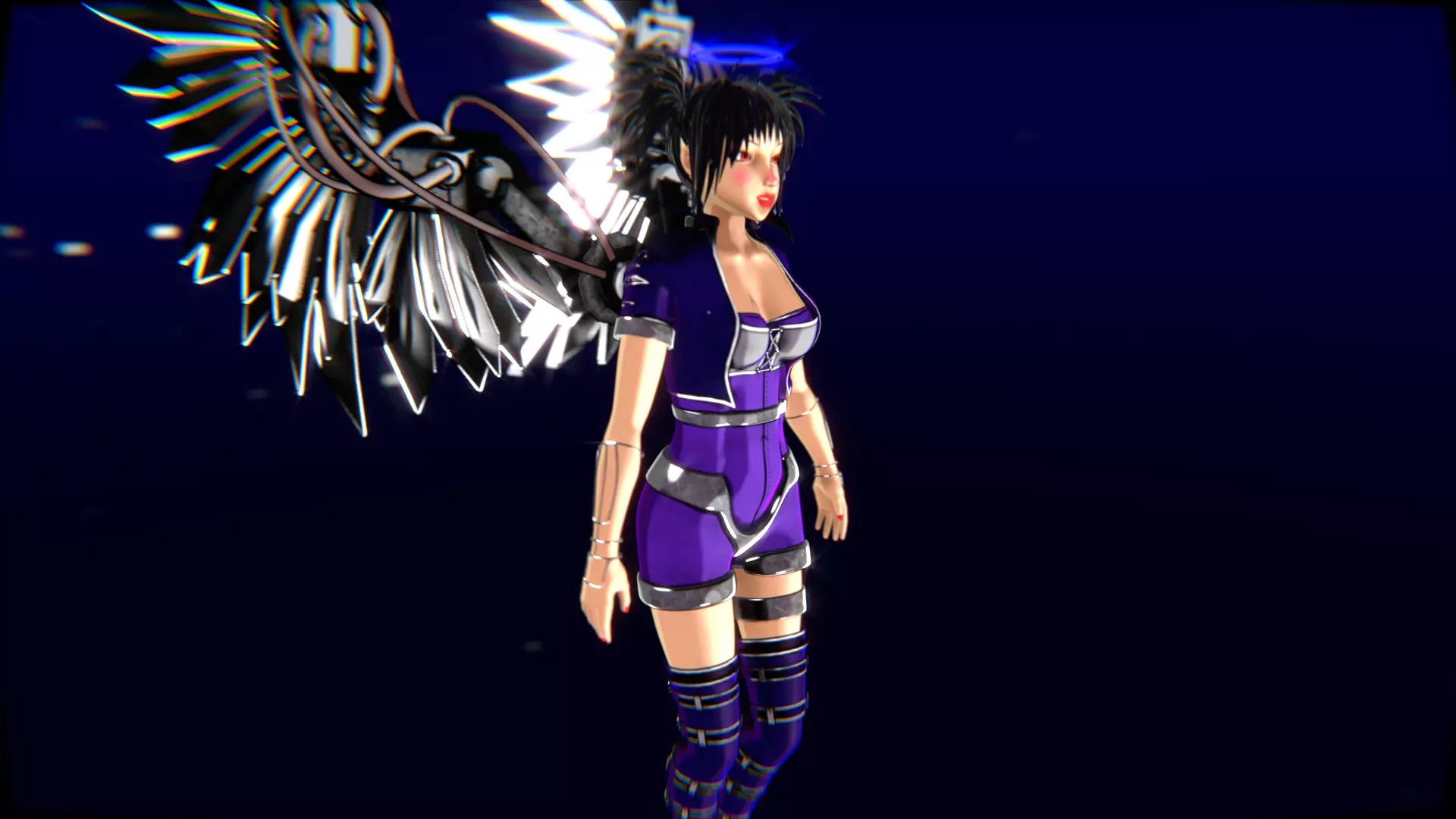 Cyberpunk Angel Flying Animation Low-poly 3D model_28