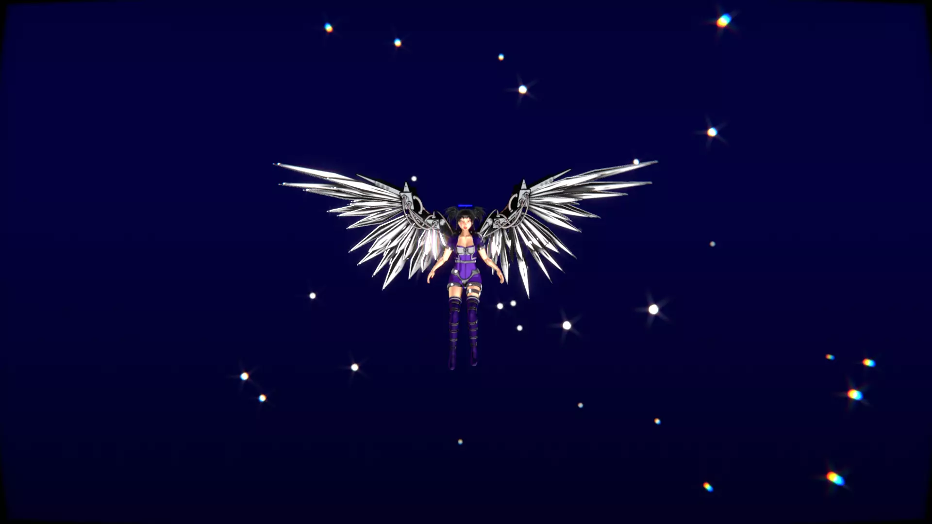 Cyberpunk Angel Flying Animation Low-poly 3D model_19