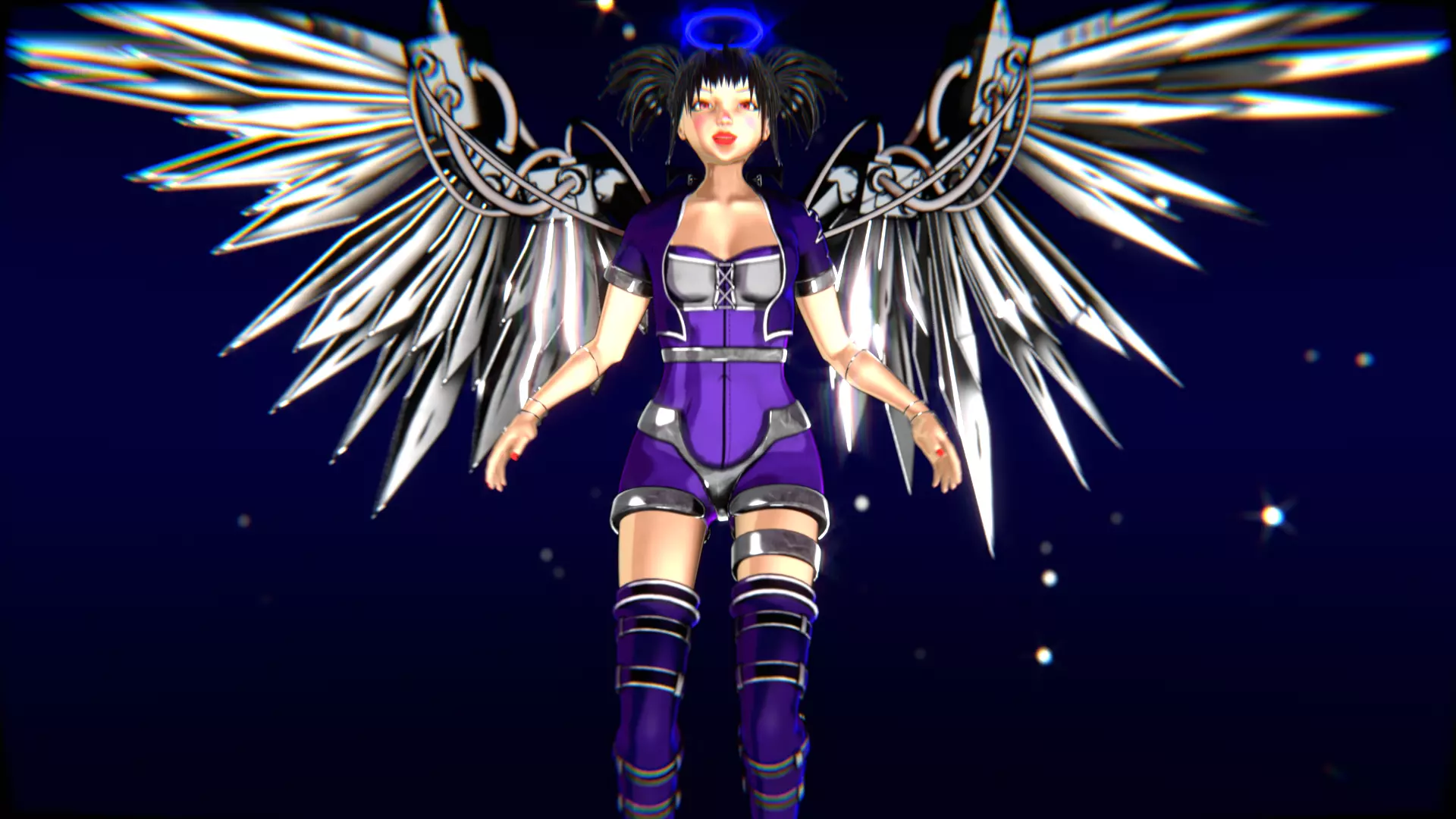 Cyberpunk Angel Flying Animation Low-poly 3D model_23