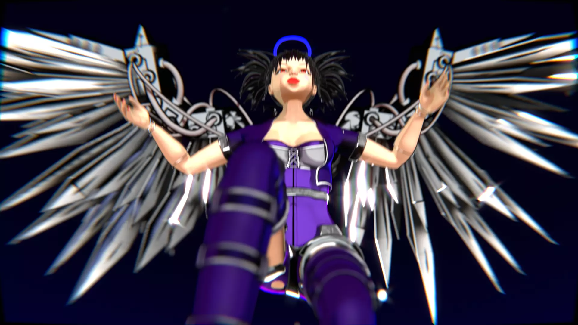 Cyberpunk Angel Flying Animation Low-poly 3D model_21