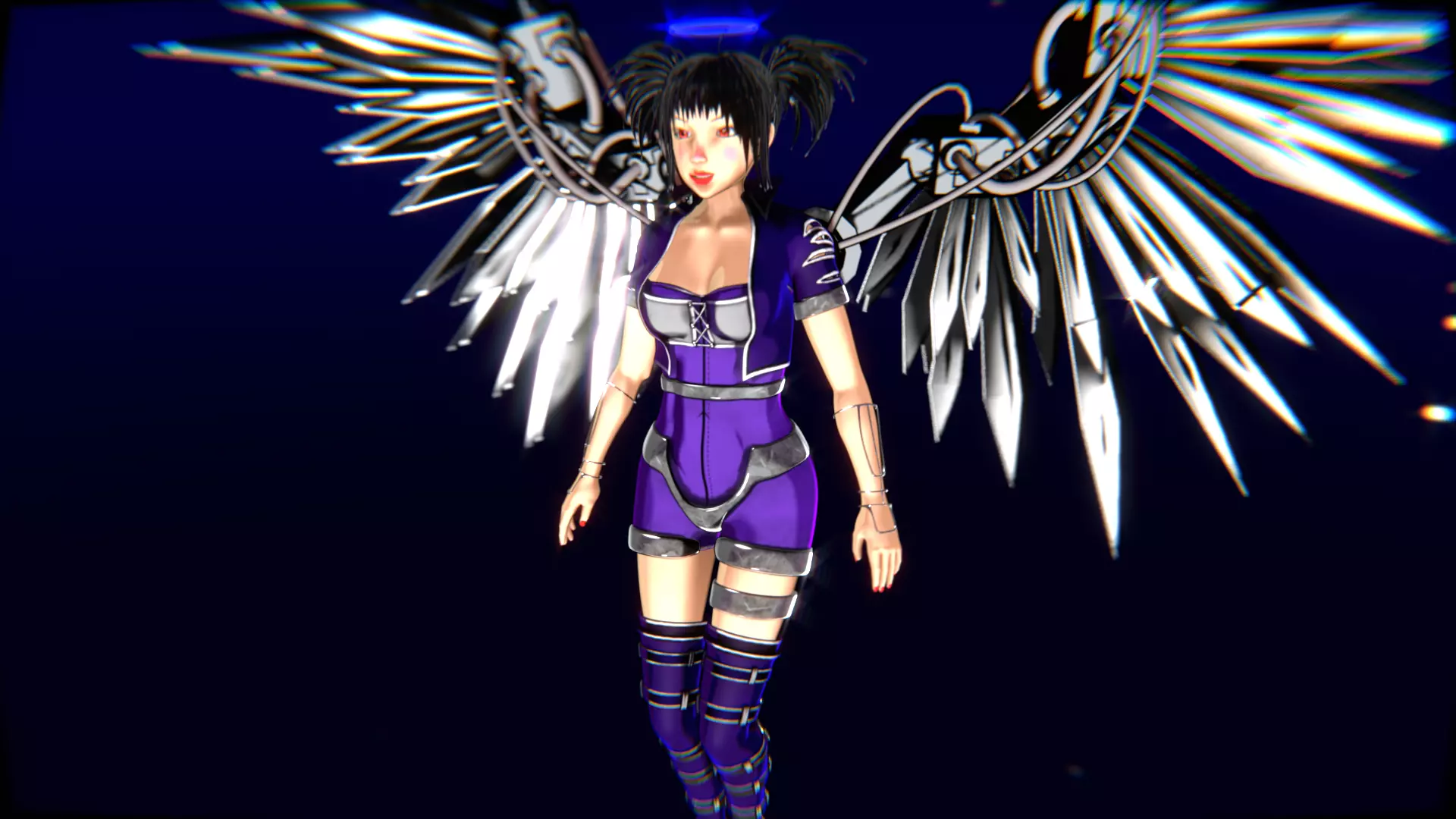 Cyberpunk Angel Flying Animation Low-poly 3D model_25