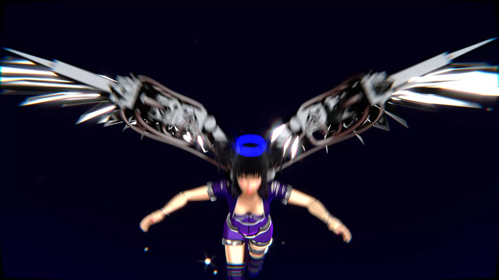 Cyberpunk Angel Flying Animation Low-poly 3D model_30