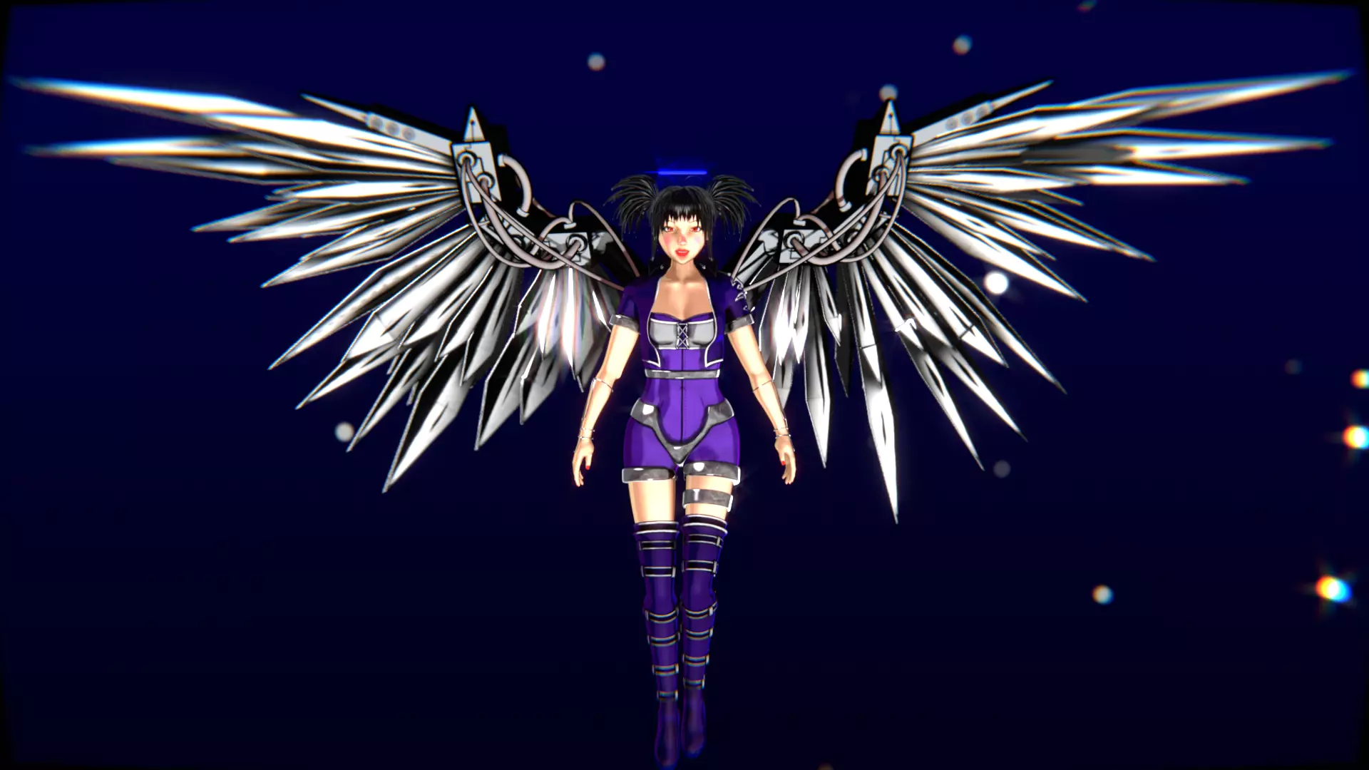 Cyberpunk Angel Flying Animation Low-poly 3D model_15