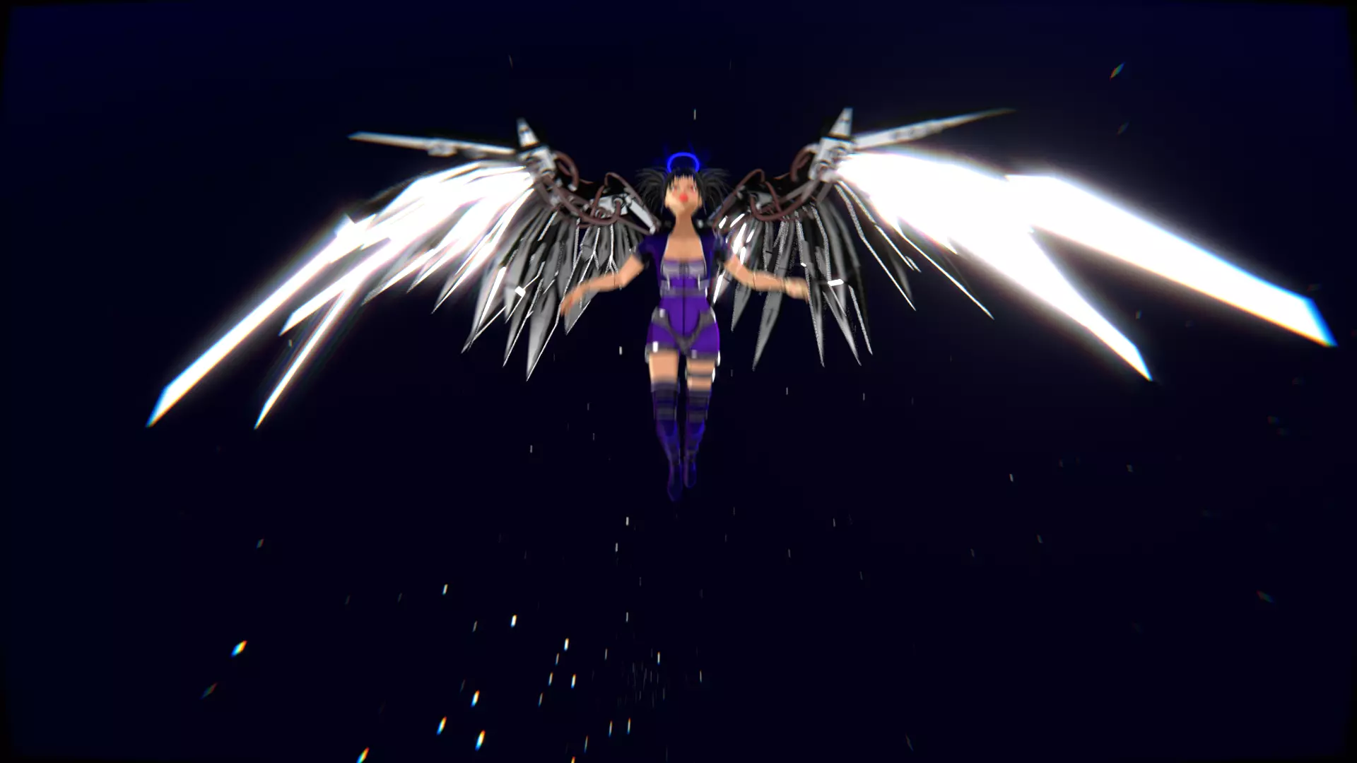Cyberpunk Angel Flying Animation Low-poly 3D model_42