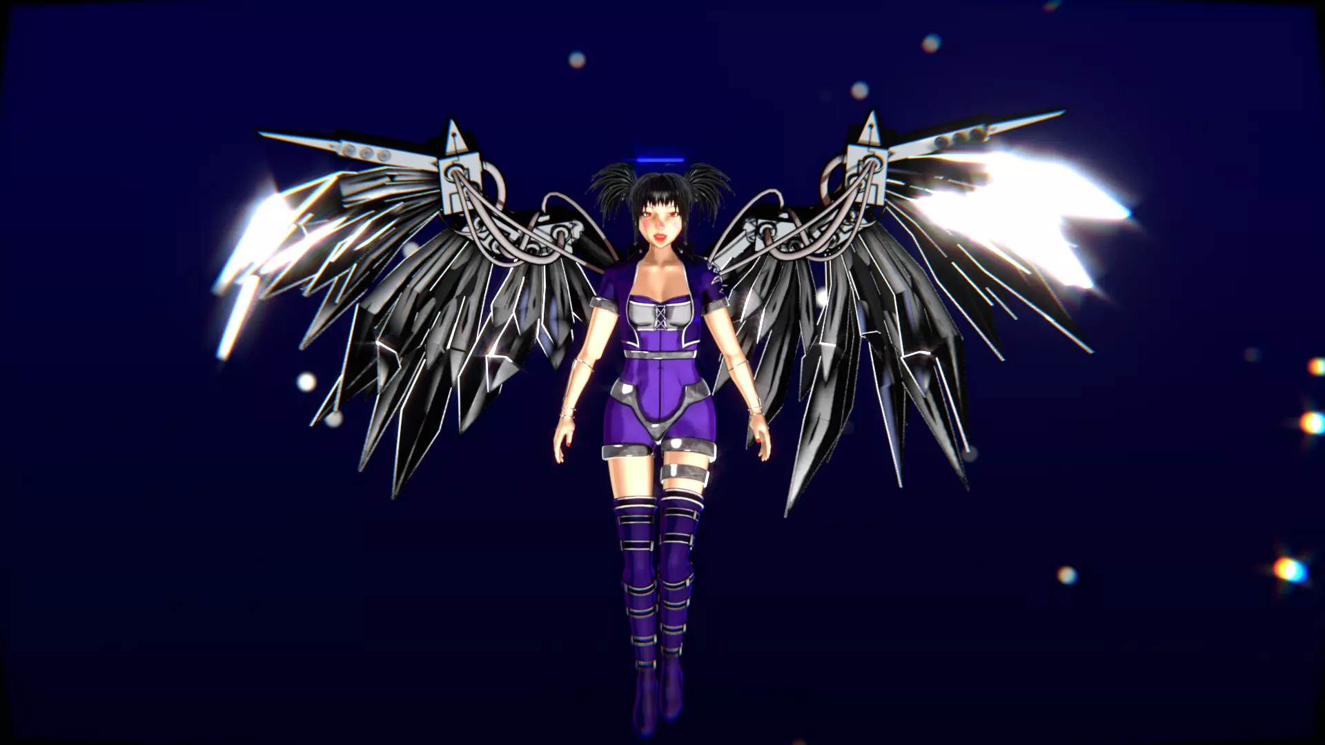 Cyberpunk Angel Flying Animation Low-poly 3D model_16