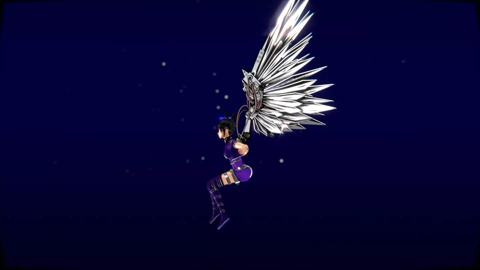 Cyberpunk Angel Flying Animation Low-poly 3D model_33