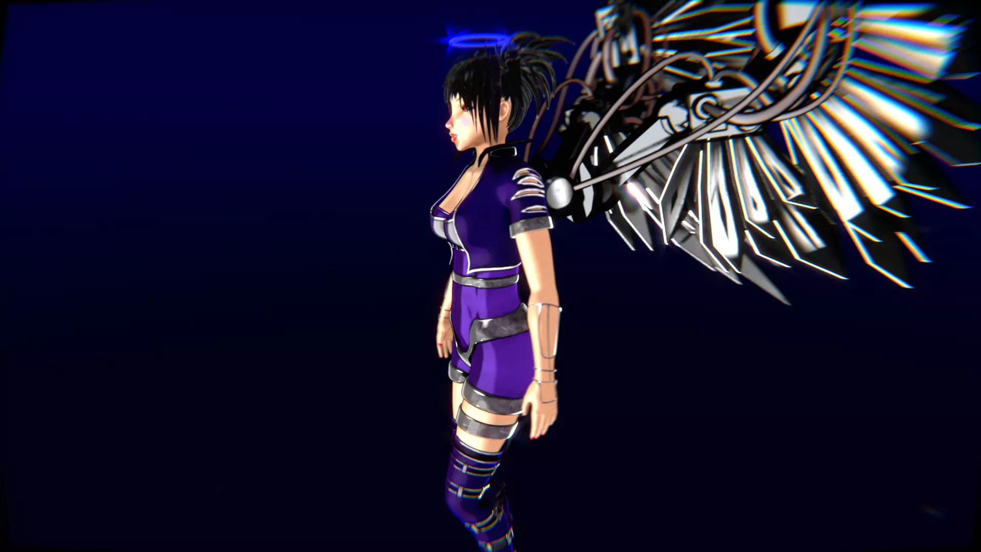 Cyberpunk Angel Flying Animation Low-poly 3D model_26