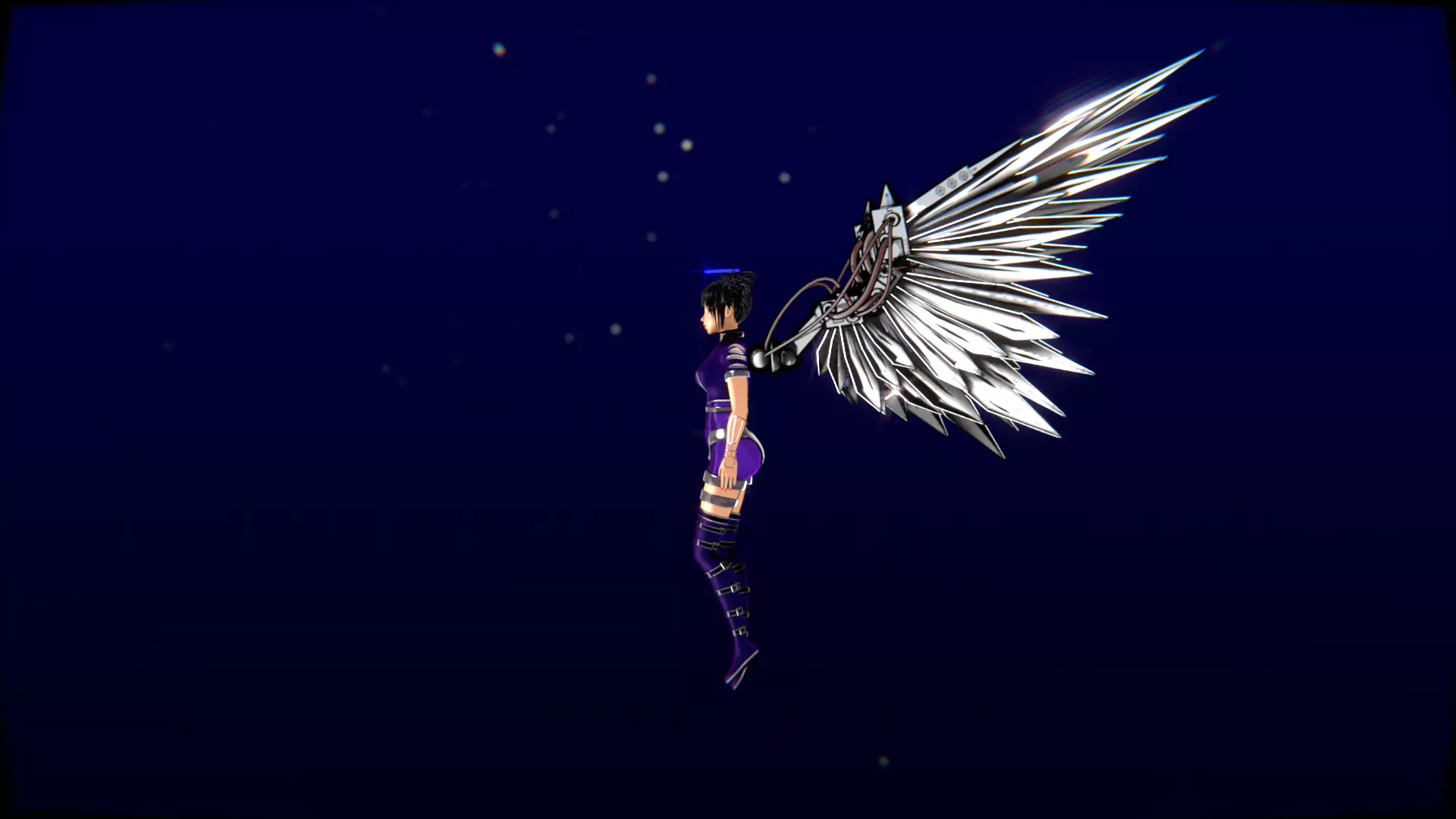 Cyberpunk Angel Flying Animation Low-poly 3D model_32