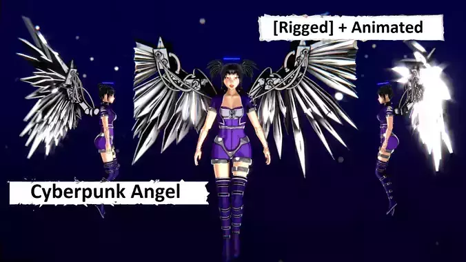 Cyberpunk Angel Flying Animation
