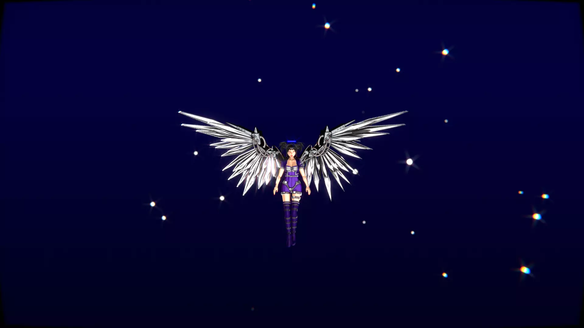 Cyberpunk Angel Flying Animation Low-poly 3D model_14