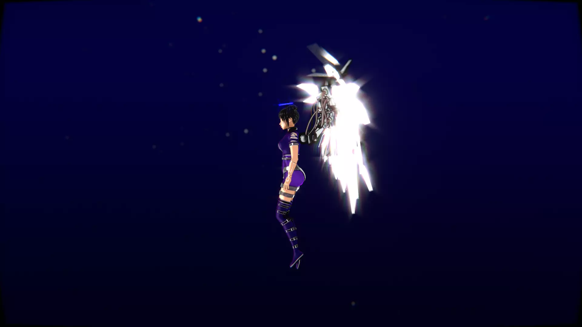 Cyberpunk Angel Flying Animation Low-poly 3D model_31