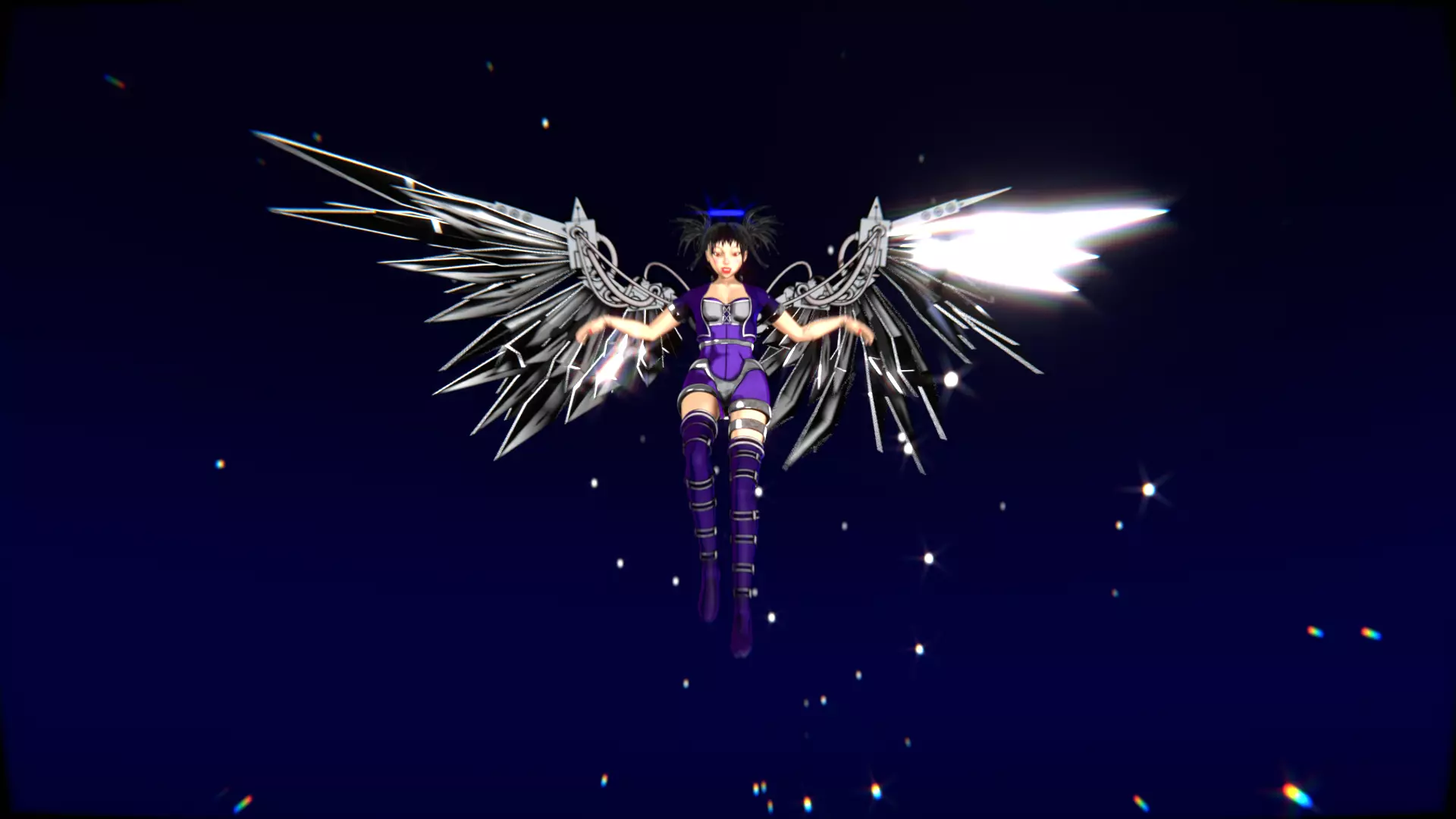 Cyberpunk Angel Flying Animation Low-poly 3D model_20
