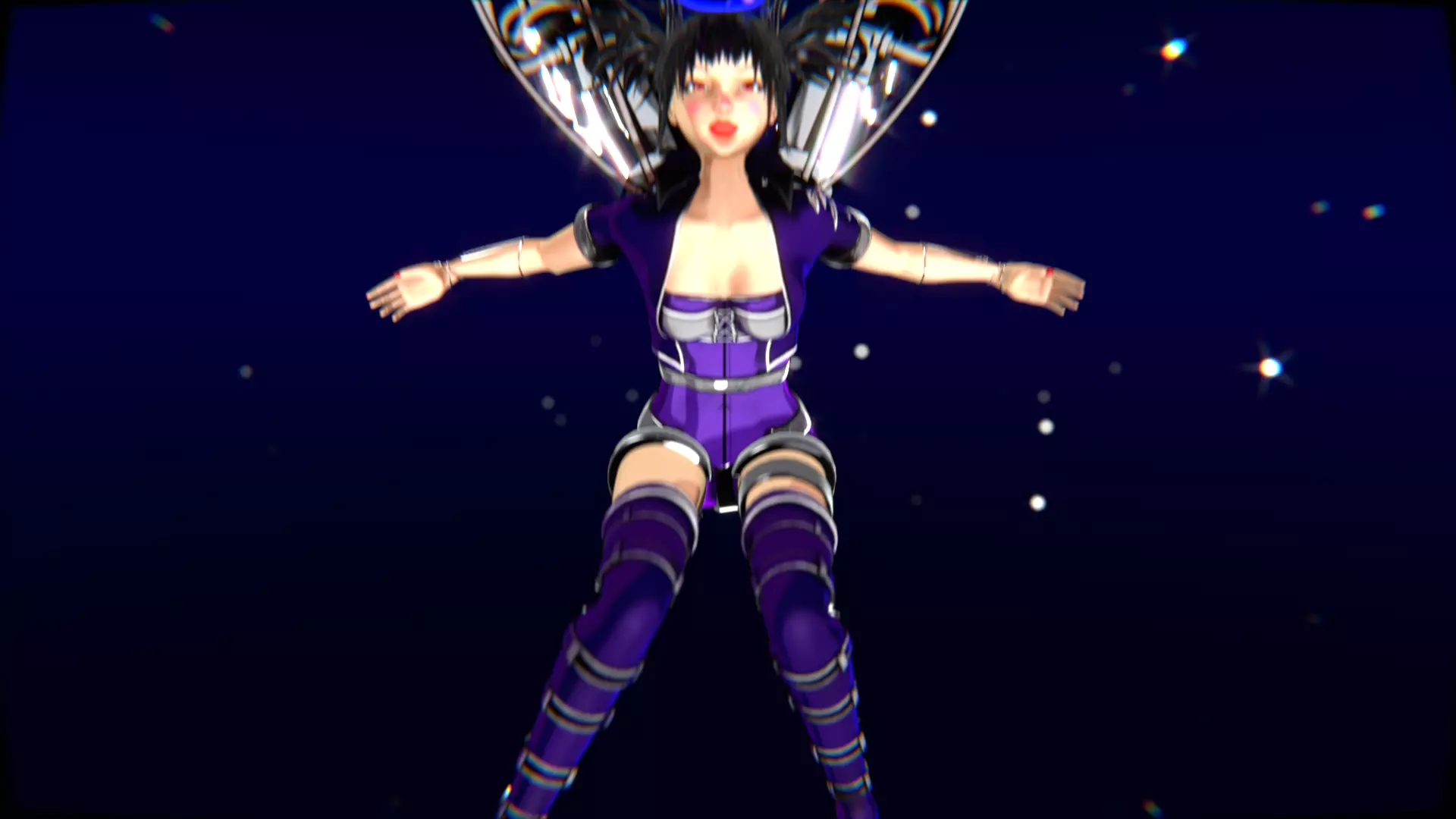 Cyberpunk Angel Flying Animation Low-poly 3D model_22