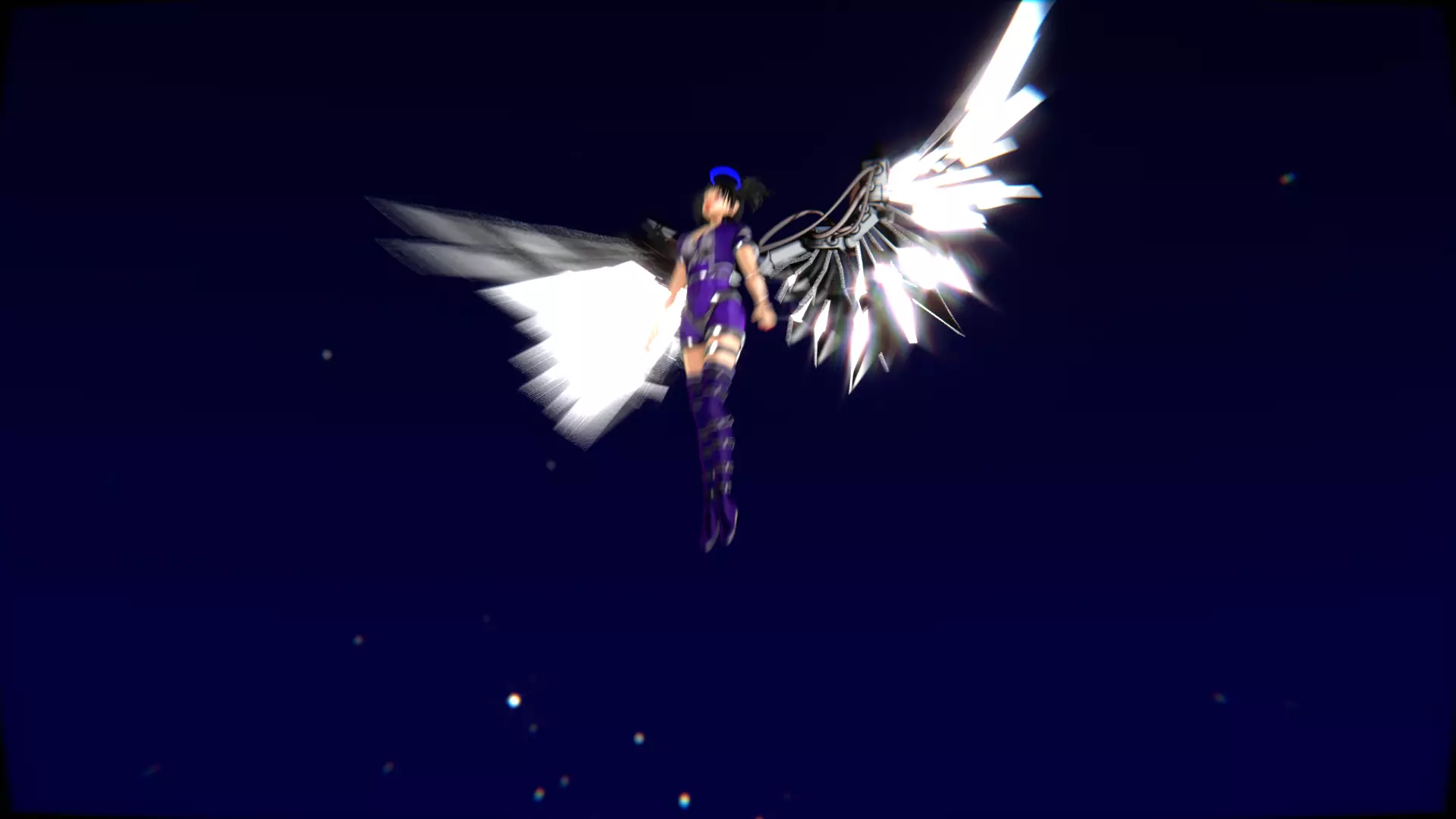 Cyberpunk Angel Flying Animation Low-poly 3D model_36