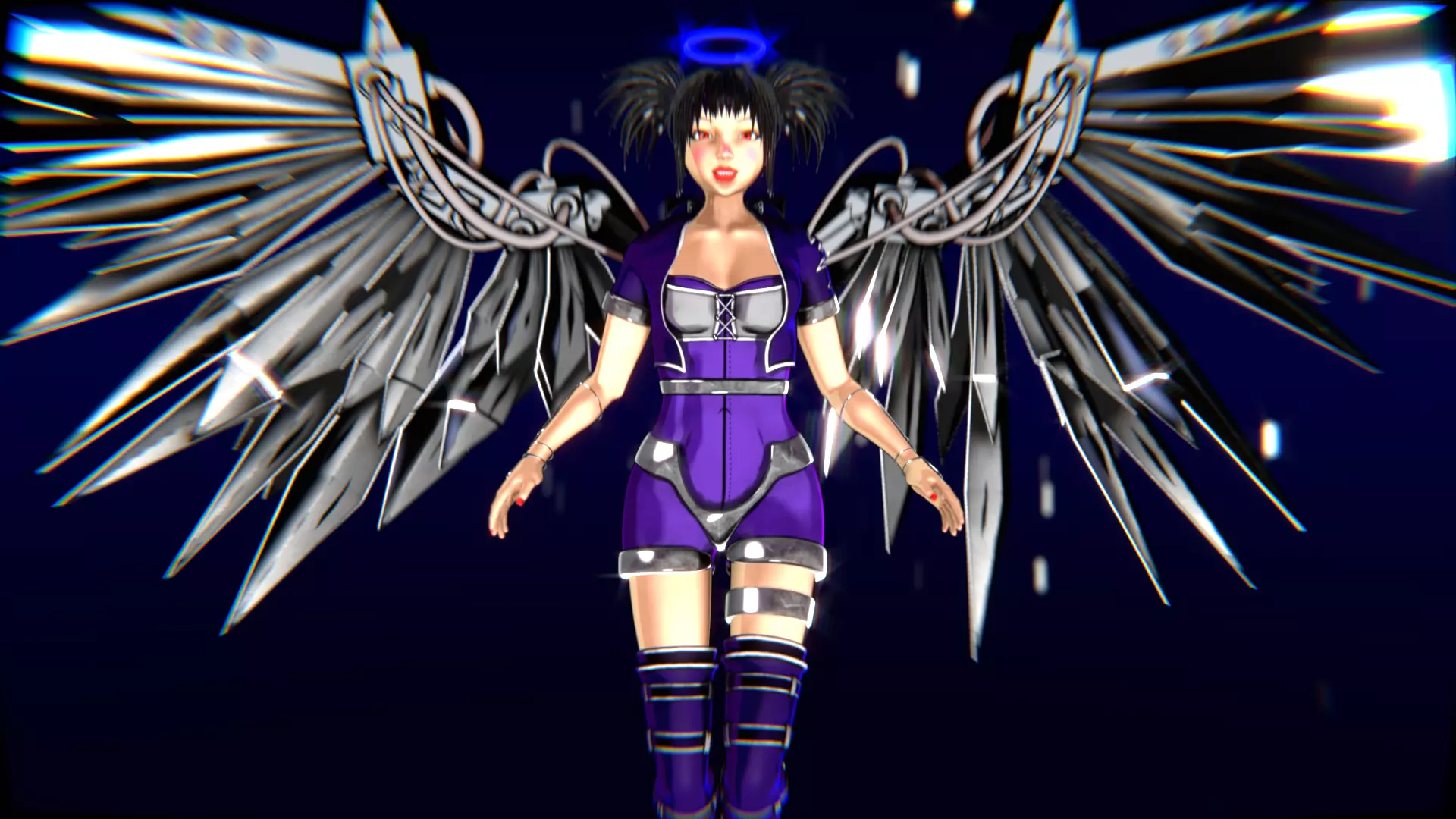 Cyberpunk Angel Flying Animation Low-poly 3D model_29