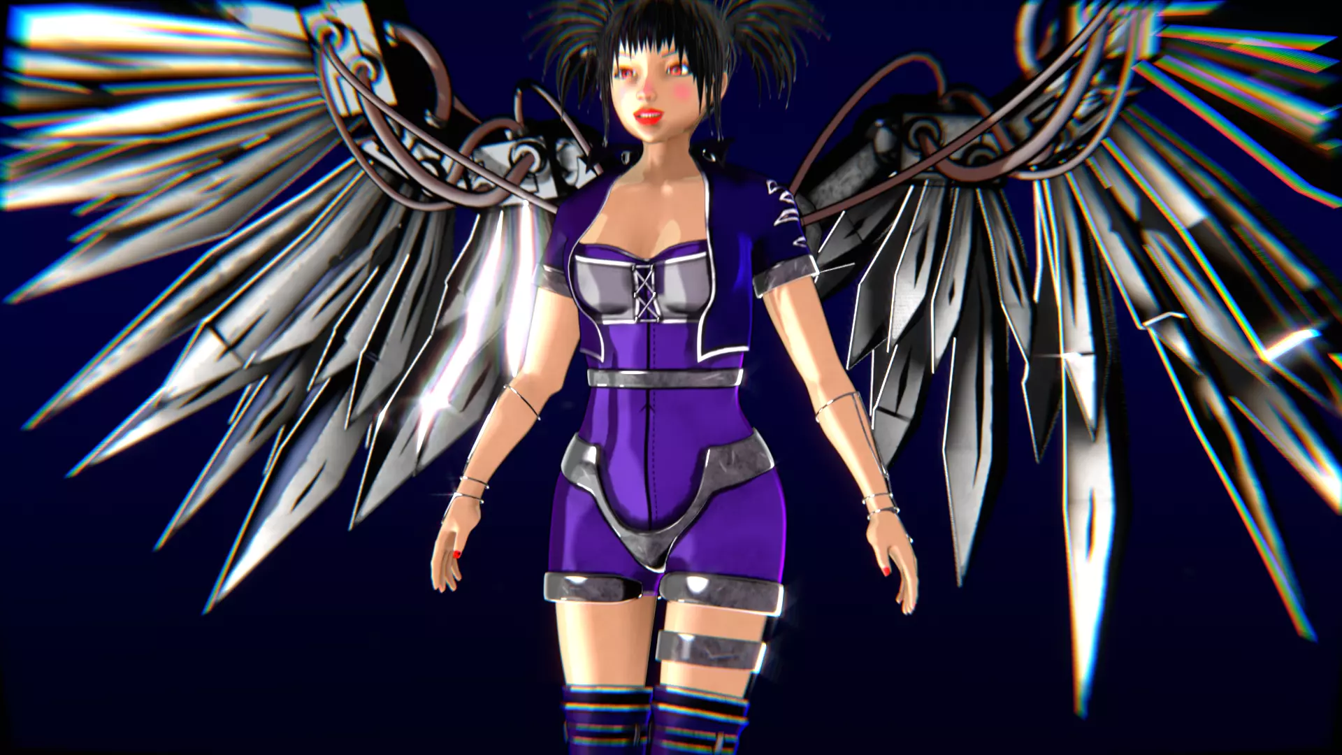 Cyberpunk Angel Flying Animation Low-poly 3D model_39