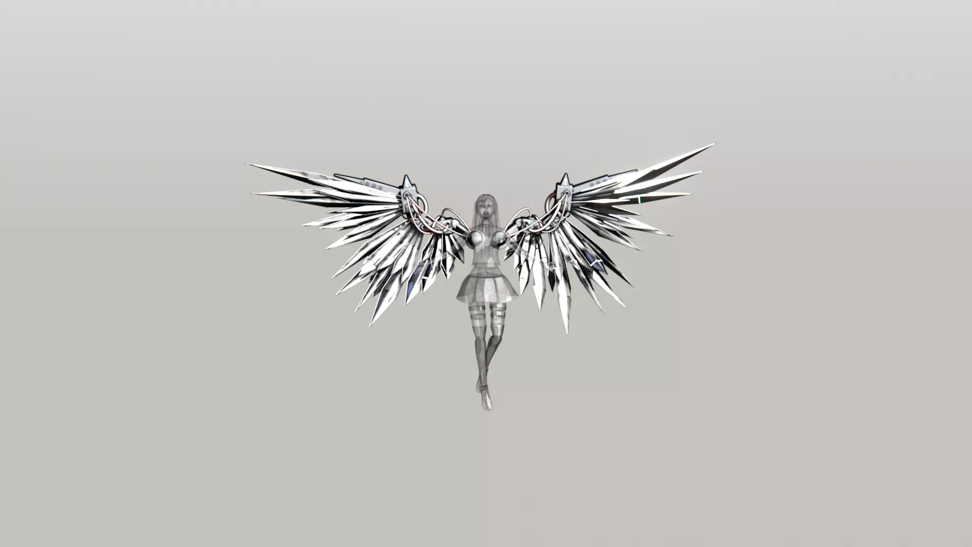 Cyberpunk Angel Flying Animation Low-poly 3D model_11