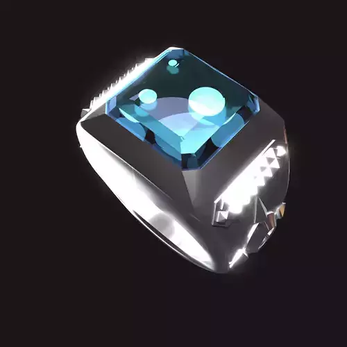 stylized gemstone ring 3d model 3D print ready jewelry asset