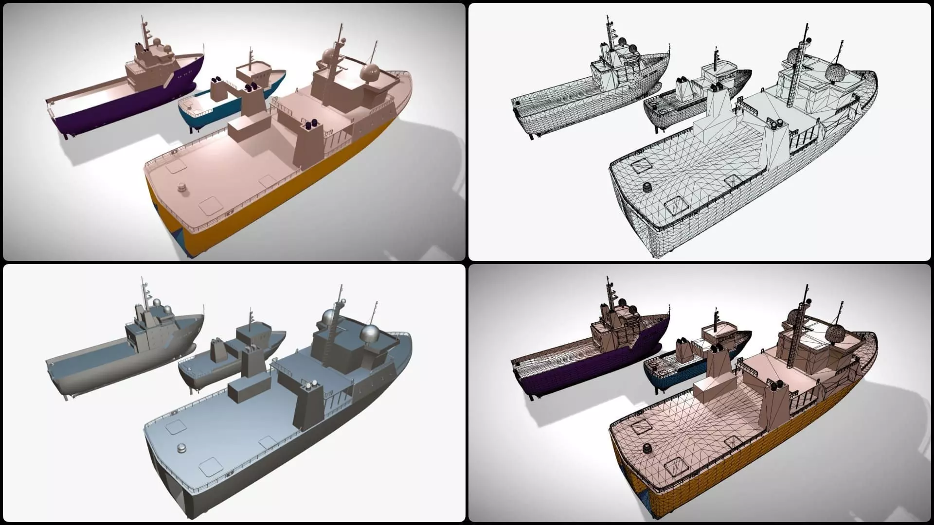 Ships Pack 3 In 1 - Low Poly Marine Supply - Ship Pack Low-poly 3D model_24