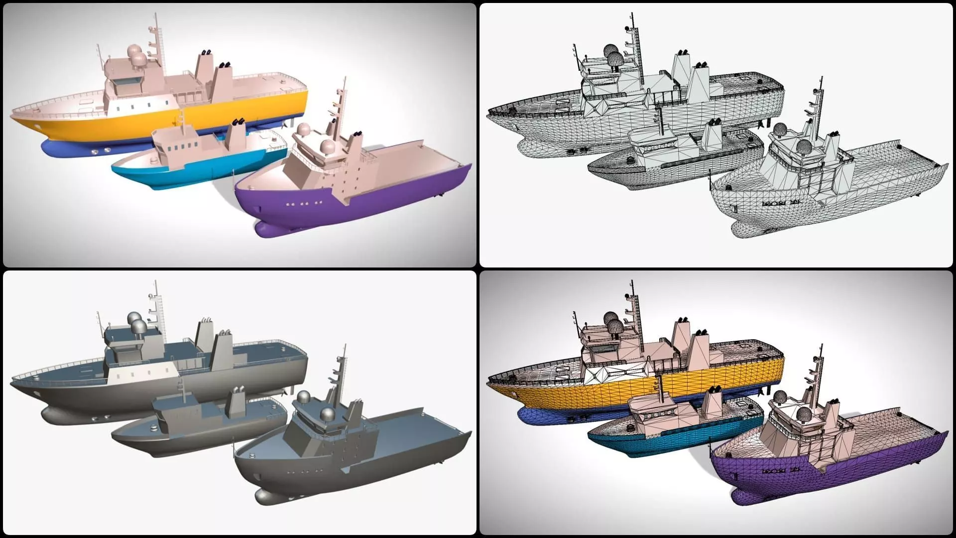 Ships Pack 3 In 1 - Low Poly Marine Supply - Ship Pack Low-poly 3D model_22