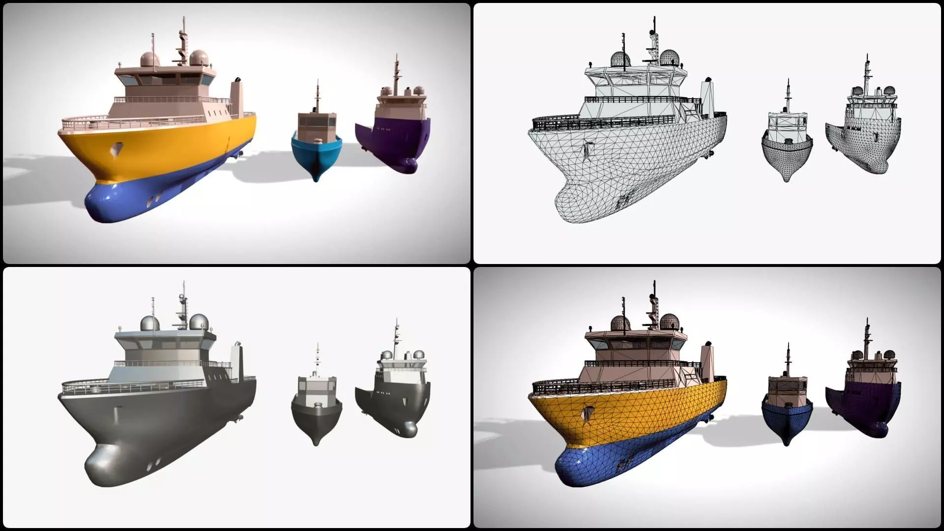 Ships Pack 3 In 1 - Low Poly Marine Supply - Ship Pack Low-poly 3D model_26