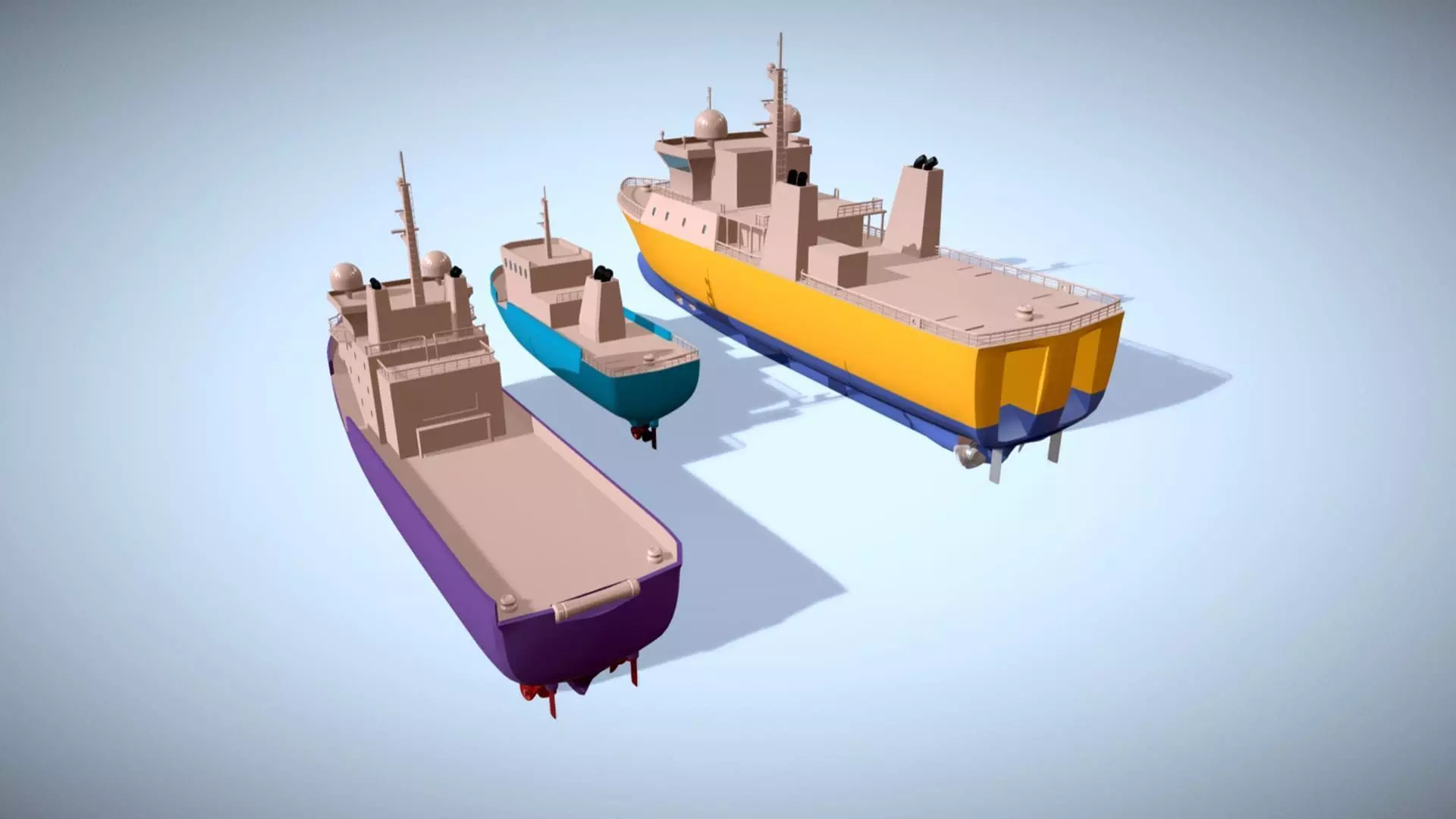 Ships Pack 3 In 1 - Low Poly Marine Supply - Ship Pack Low-poly 3D model_16