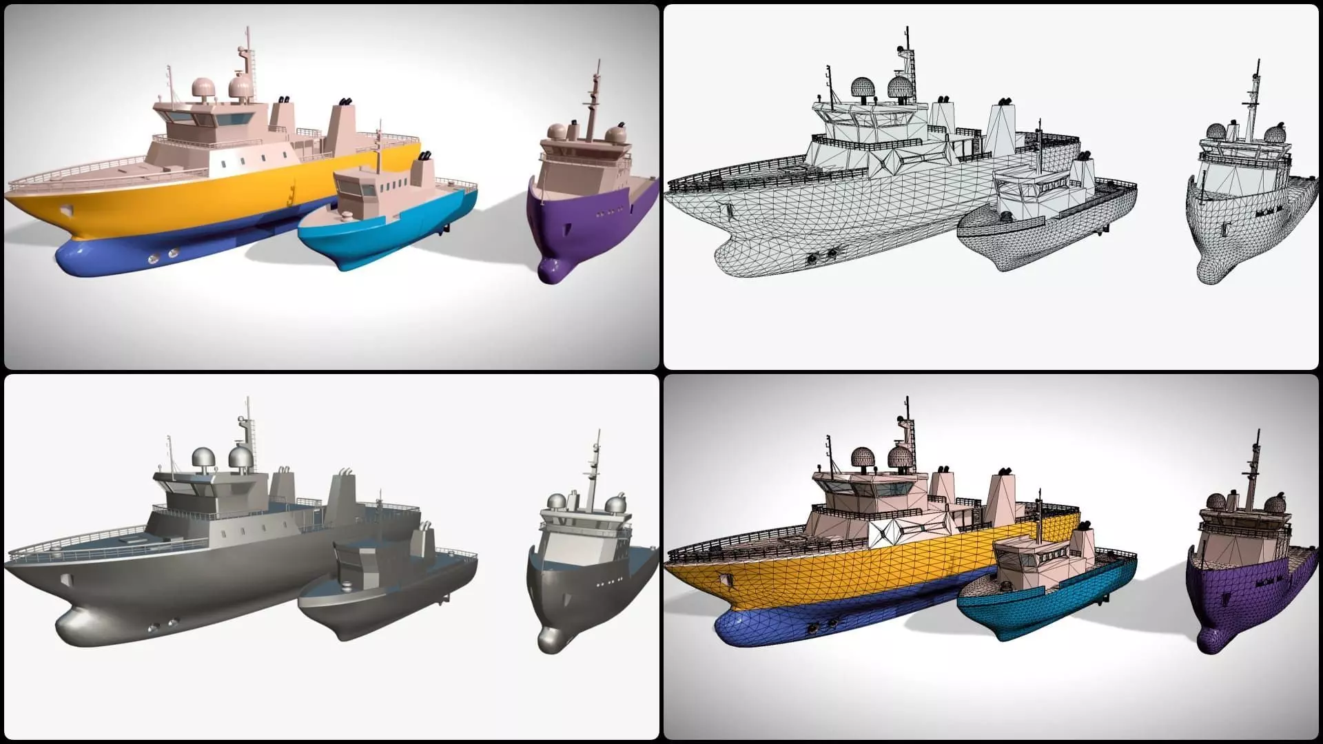 Ships Pack 3 In 1 - Low Poly Marine Supply - Ship Pack Low-poly 3D model_21