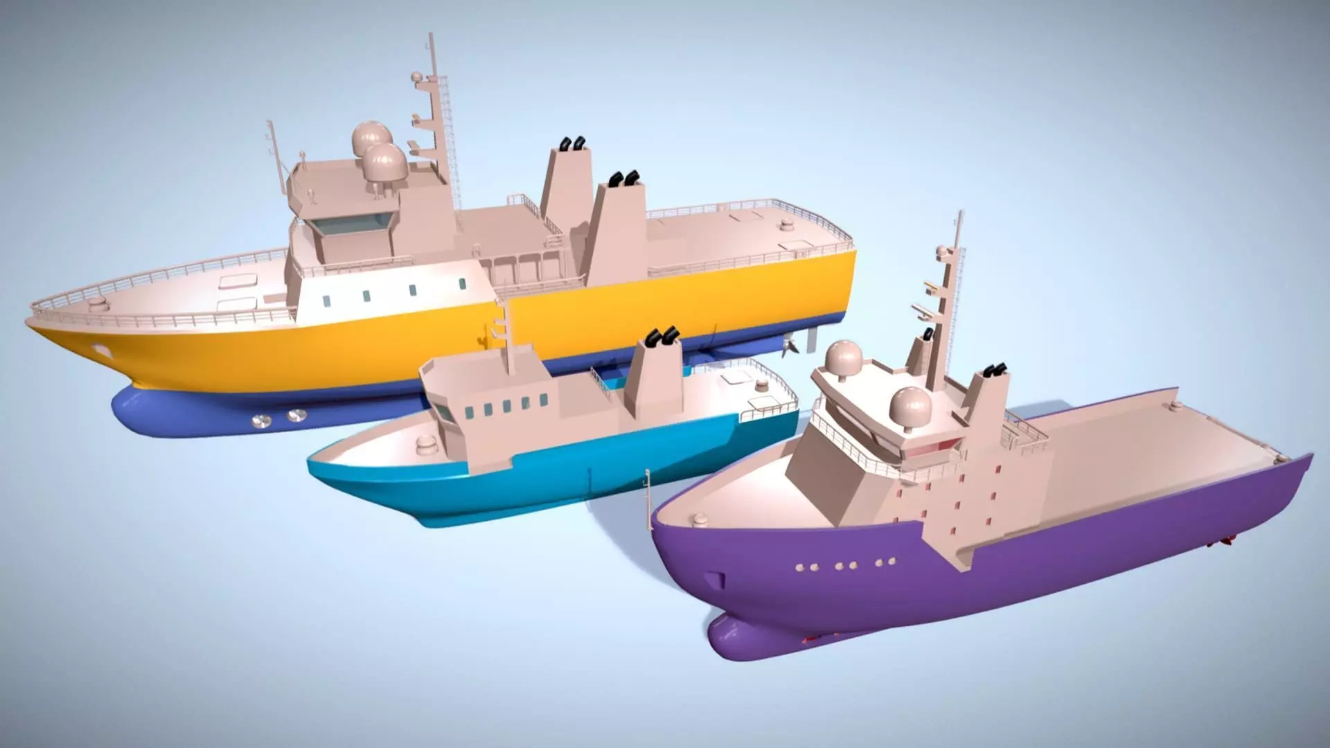 Ships Pack 3 In 1 - Low Poly Marine Supply - Ship Pack Low-poly 3D model_15