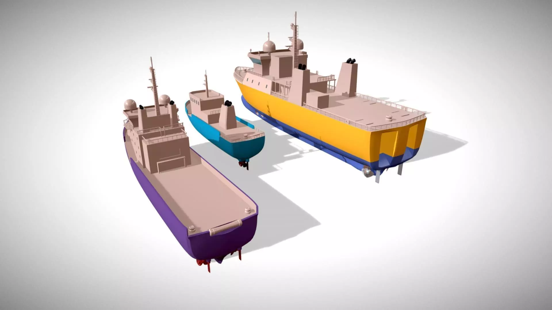 Ships Pack 3 In 1 - Low Poly Marine Supply - Ship Pack Low-poly 3D model_35