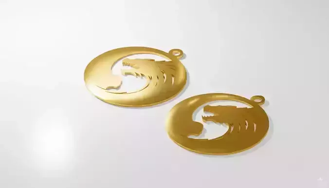 Dragon and Human Silhouette Pendant Jewelry Art